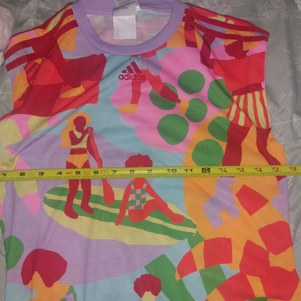 Adidas x Farm Rio Dress Training Midi Dress Gold/ Semi Solar red Love Island - Picture 11 of 14
